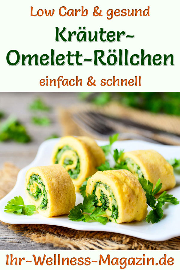 Kräuter Omelett Röllchen gesundes Low Carb Rezept fürs Frühstück