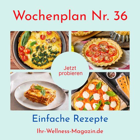 Wochenplan Nr. 36: Rezepte für Gemüse-Frittata, Hackfleisch-Lasagne, Blumenkohl-Pancakes ...