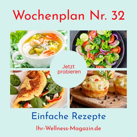 Wochenplan Nr. 32: Rezepte für Kürbis-Zucchini-Pancakes, Gemüsesuppe, Shakshouka ...