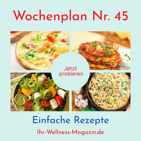 Wochenplan Nr. 45: Rezepte für Gemüse-Omelett, Zucchini-Paprika-Pancakes, Pilz-Spinat-Frittata ...