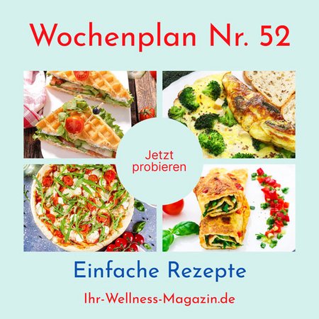 Wochenplan Nr. 52: Rezepte für Waffel-Sandwich, Mozzarella-Pizza, Paprika-Omelett ...