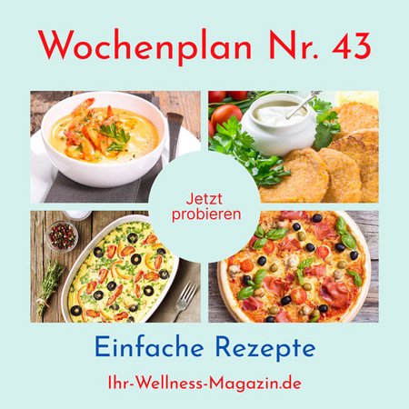 Wochenplan Nr. 43: Rezepte für Zwiebel-Pancakes, Schinken-Pizza, Curry-Suppe mit Garnelen ...