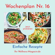 Wochenplan Nr. 16 mit Rezepten für Gemüsesuppe, Mini-Pizzen, Gemüse-Frittata …