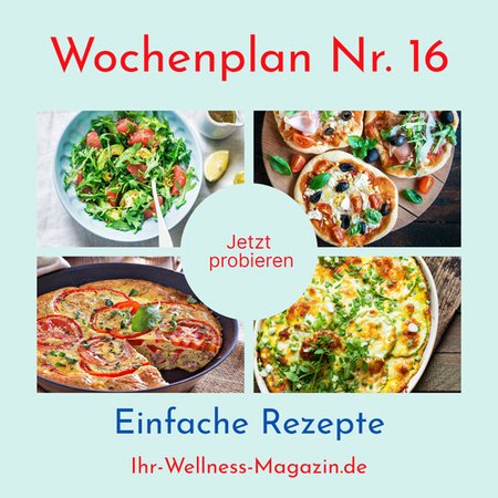 Wochenplan Nr. 16 mit Rezepten für Gemüsesuppe, Mini-Pizzen, Gemüse-Frittata …