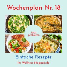 Wochenplan Nr. 18 mit Rezepten für Krautsalat, Kürbissuppe, gegrilltes Huhn, Quiche ...