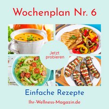 Wochenplan Nr. 6 mit Rezepten für Nudelsalat, Kürbis-Möhren-Suppe, Gegrillte Hähnchenbrust …