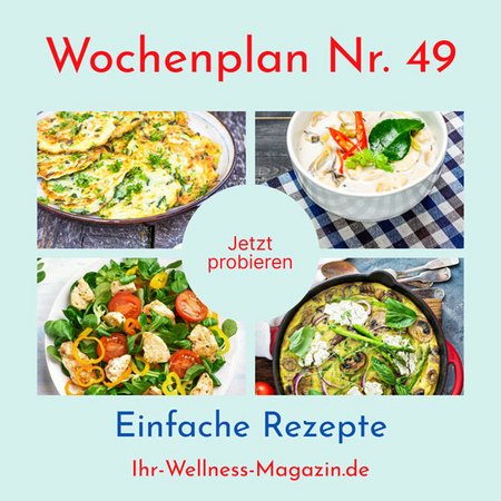 Wochenplan Nr. 49: Rezepte für Caprese-Waffeln, Zucchini-Käse-Pancakes, Kokossuppe mit Huhn ...