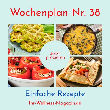 Wochenplan Nr. 38: Rezepte für Spinat-Waffeln, Gefüllte Tomaten, Zucchini-Auflauf ...