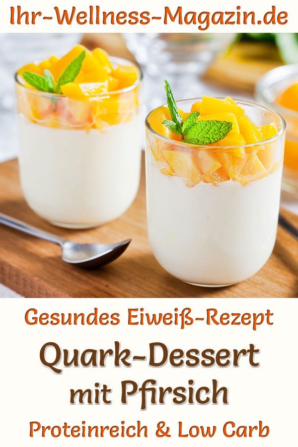 Einfaches QuarkDessert im Glas mit Pfirsich LowCarb