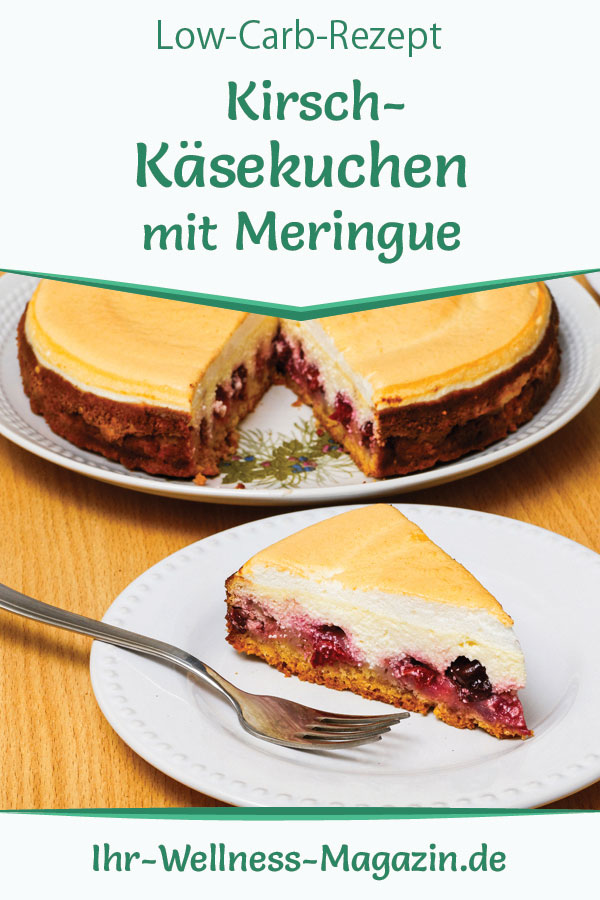 Saftiger Low Carb Kirsch-Käsekuchen Mit Meringue - Rezept Ohne Zucker