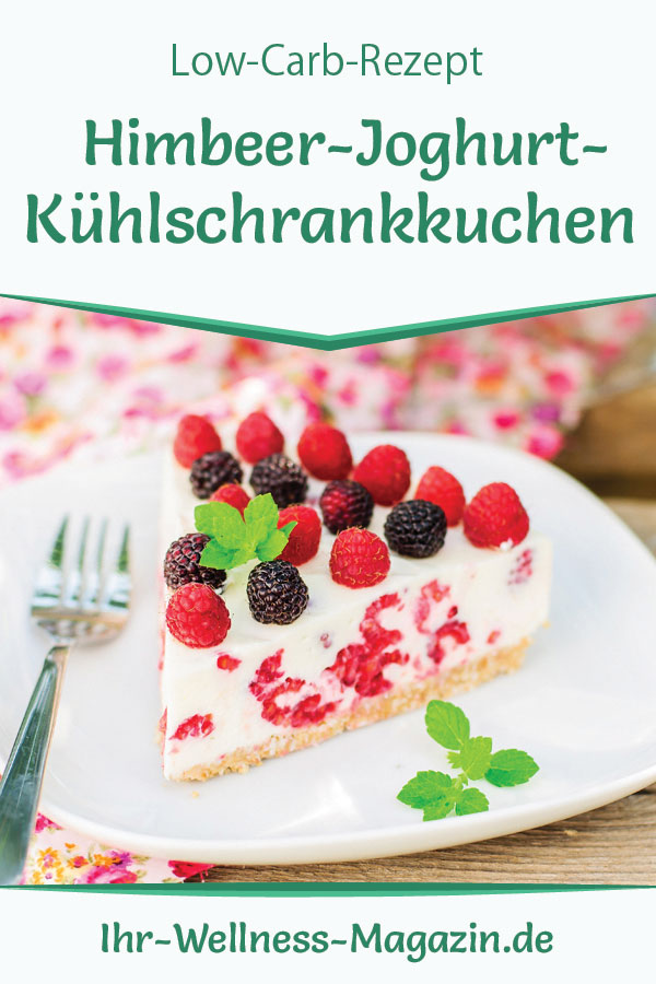 Leichter Low Carb Himbeer-Joghurt-Kühlschrankkuchen - Rezept ohne Zucker