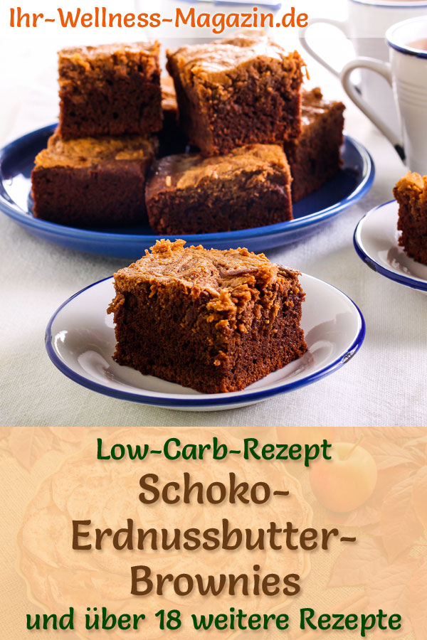 Low Carb Schoko-Erdnussbutter-Brownies - Rezept ohne Zucker