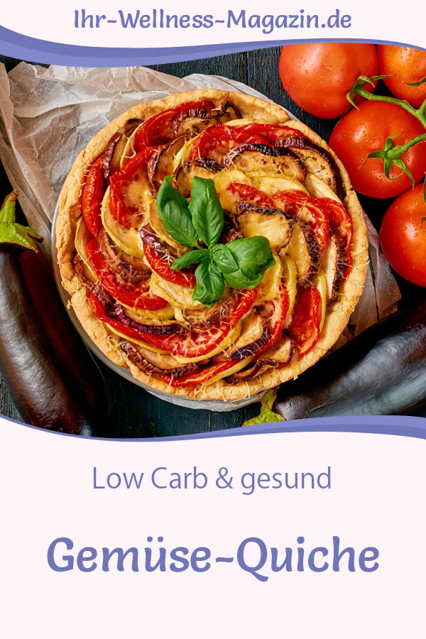 Gemüse-Quiche mit Auberginen - vegetarisches Low-Carb-Rezept