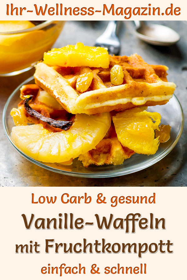 Low Carb Vanille-Waffeln mit Fruchtkompott - süßes Waffel-Rezept